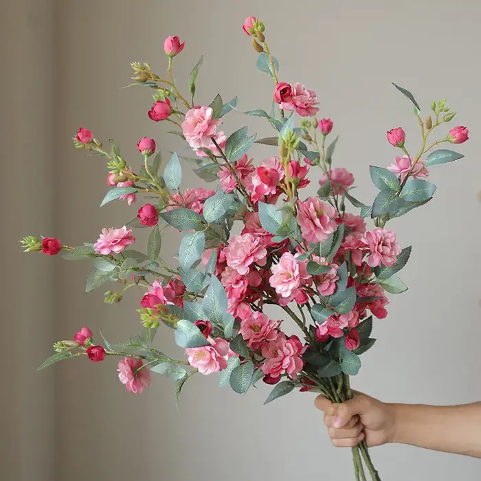 Camélia fleur artificielle grande avec fausses feuilles