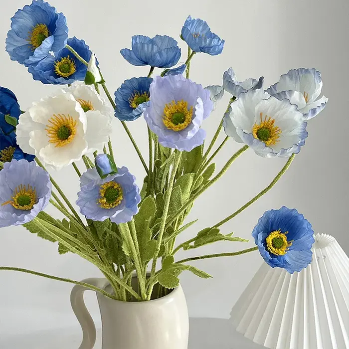 Fleur artificielle en soie de type pavot