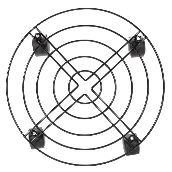 Plateau de Pot de plante de fleur rond en métal noir, 4 tailles, 4 roues, jardinière lourde, Pot de 
