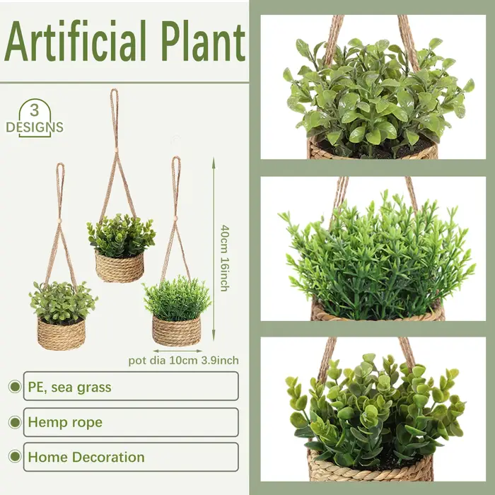 XIYA fleur vert plantes artificielles Eucalyptus herbe tissé romarin