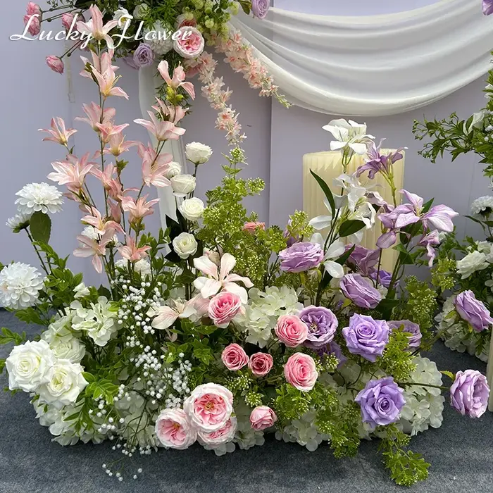 Décoration de mariage en plein air fleurs artificielles suspendues rangée