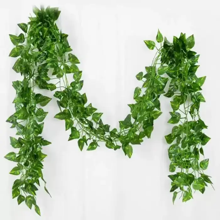 Guirlande de vigne artificielle suspendue de feuilles de lierre vert de 2.1M, plante murale en soie,