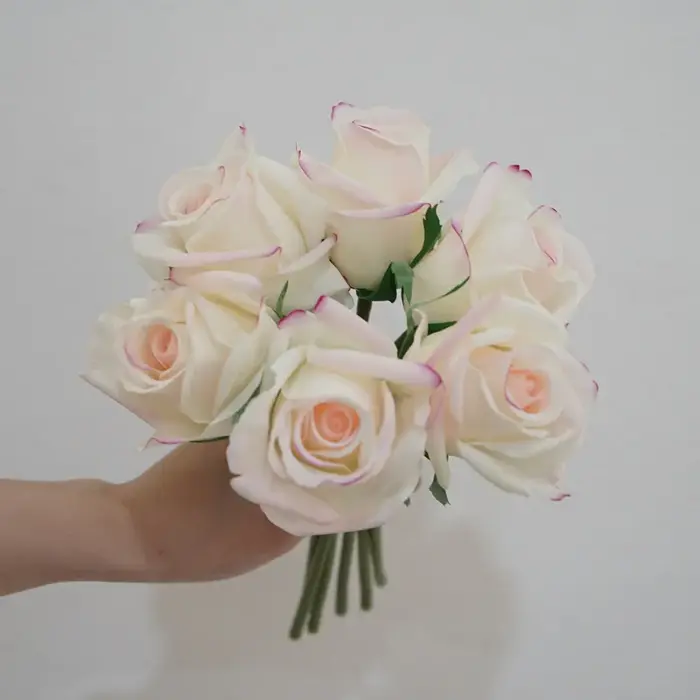 Bouquets de Poubelles Roses Artificielles au Toucher Réel