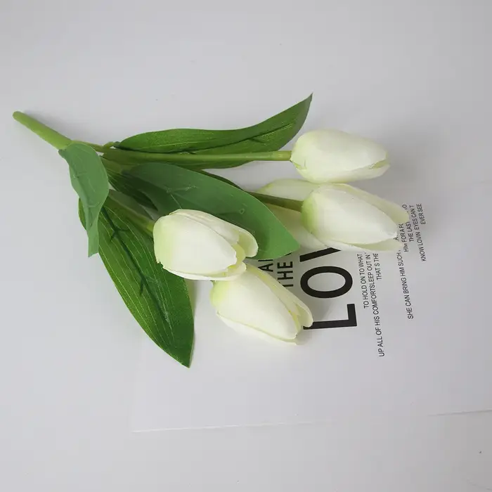 5 tulipe Simulation Bouquet Style Pastoral En Soie Tissu Faux Fleurs De Mariage Décoration Plante Verte En Pot Accessoires