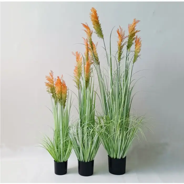 Décoration de la maison plantes vertes fleurs de roseau artificielles grande fausse plante en pot