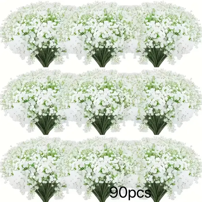 Fleurs artificielles d'haleine de bébé au toucher réel, 90 pièces, résistantes à l'oxydation, Bouque