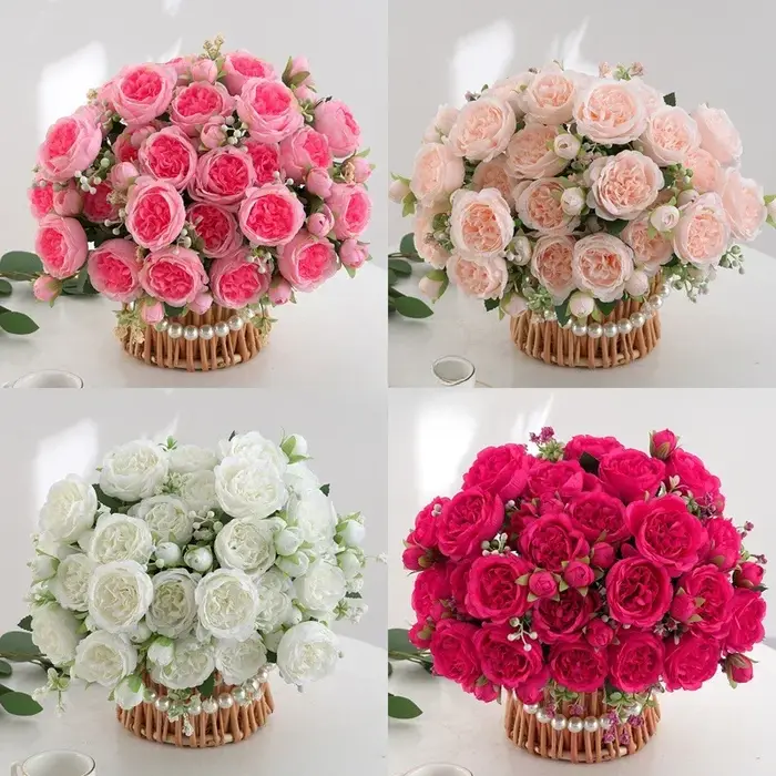 Bouquet de pivoines artificielles d'aloès vert