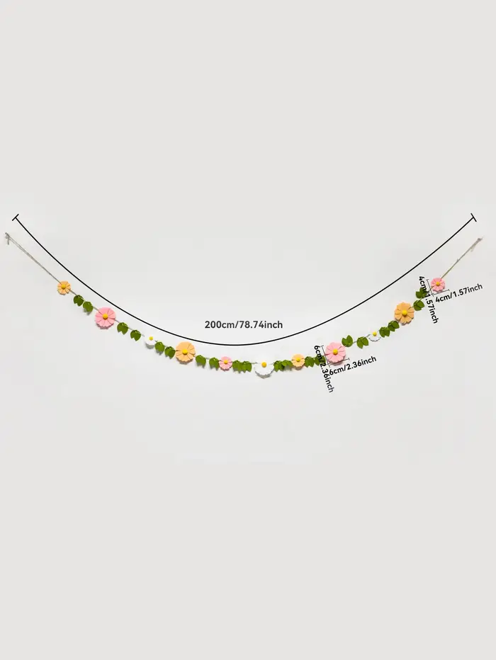 Guirlande de fleurs en feutre printanières, décoration florale bohème pour table, ornement coloré po