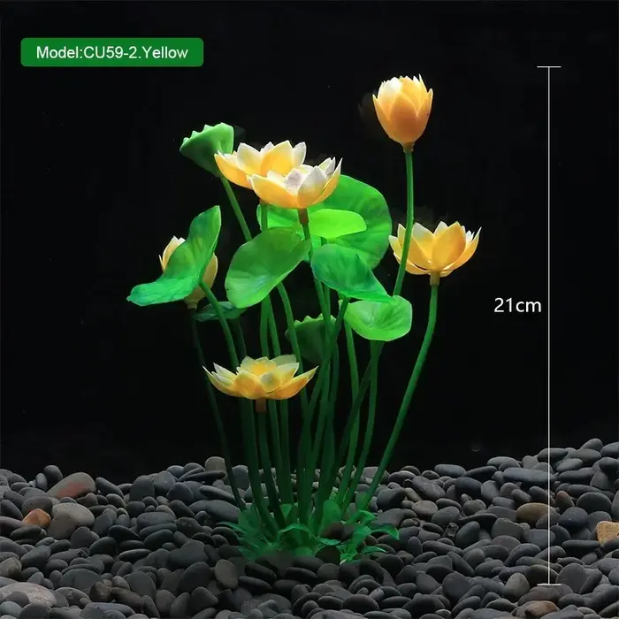 Décoration d'aquarium plantes artificielles Lotus Aquarium aménagement paysager eau herbe ornements aquatique simulé fleur plante fournitures