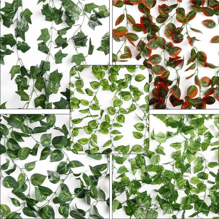 Guirxiété de Feuilles de Lierre Artificielles en Rotin