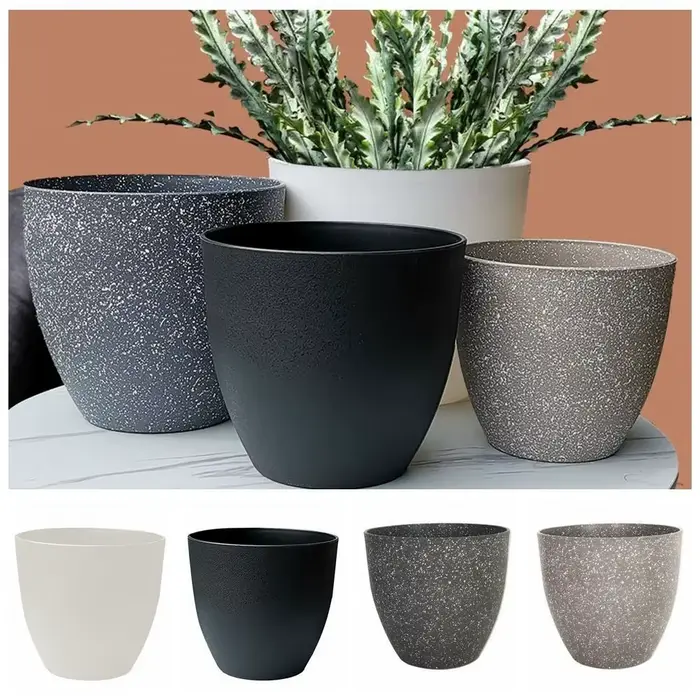 Pots de fleurs en pierre d'imitation givrée