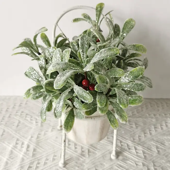 Fleurs Artificielles Givrées pour Décoration de Noël