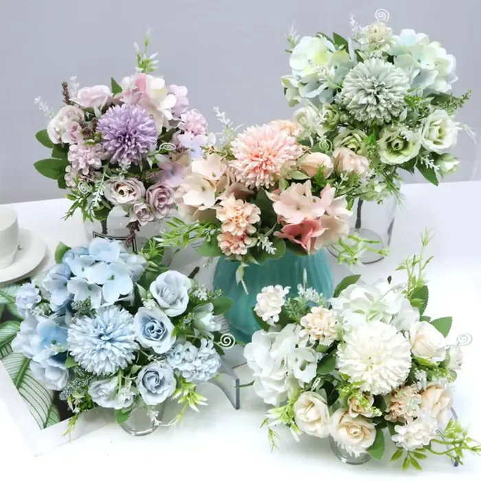 Fleurs artificielles Nuptiale Tenant Roses Bouquet De Mariage Couronne Plantes Vases Maison Chambre Cour Décor De Jardin Accessoires Scrapbooking