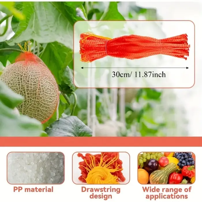100 pièces de filet de jardinage en plastique robuste pour la culture verticale de melons et pastèques