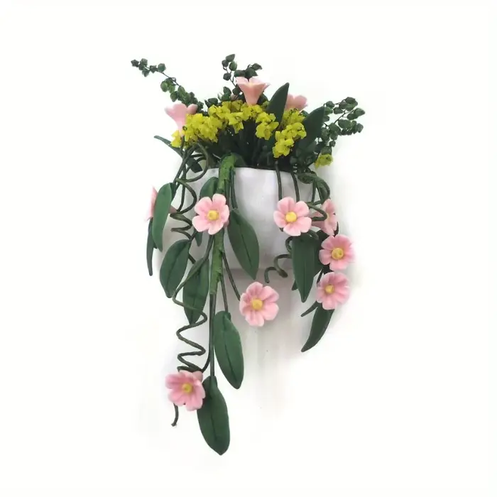 Mini fleur d'argile blanche tenture murale Pollen chrysanthème vigne panier de fleurs fleur en pot d