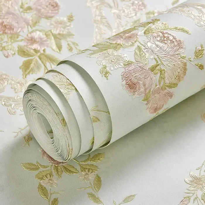 Papier peint à fleurs blanches 3D, mode moderne, Non tissé, flocage, rouleaux pour chambre à coucher