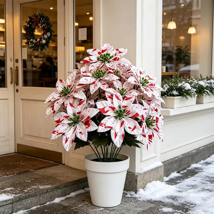 Plante de poinsettia artificielle de 14-31cm, Bouquet de fleurs en soie, fausses feuilles de balsam pour Halloween, décoration de maison et de Noël