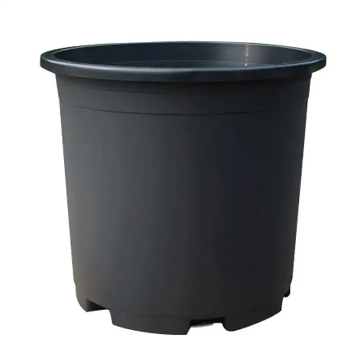 Pot de fleurs d'intérieur en plastique noir avec trous de drainage, rebord renforcé, conteneur de pé