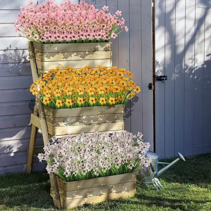 Fleurs artificielles en plastique sans décoloration