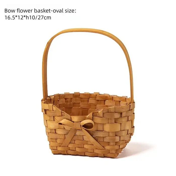 Panier de fleurs de mariée en rotin de saule, conteneur de pique-nique, panier d'arrangement de fleu