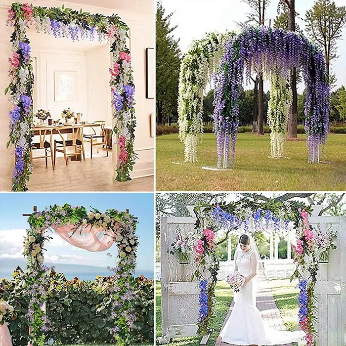 Guirlande de fleurs de glycine artificielles de 2M