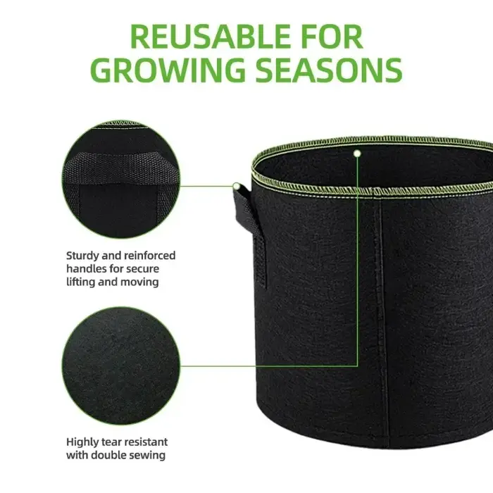 Lot de 5 sacs de culture en feutre pour plantes