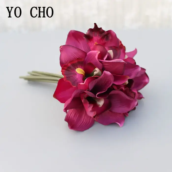 Bouquet d'orchidées artificielles en soie Vintage