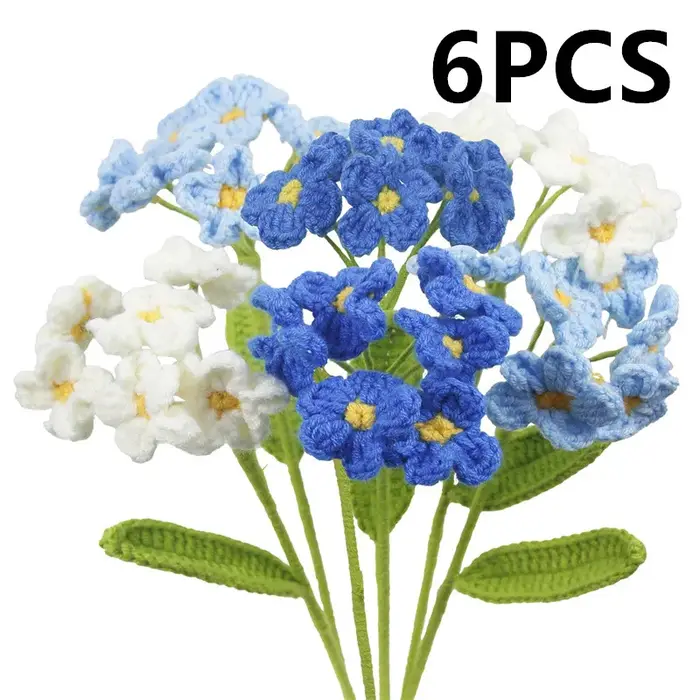 Fleurs de lys au crochet, 1/6 pièces, bouquet de fleurs de lys créatives tricotées à la main, décoration pour fête de mariage et maison