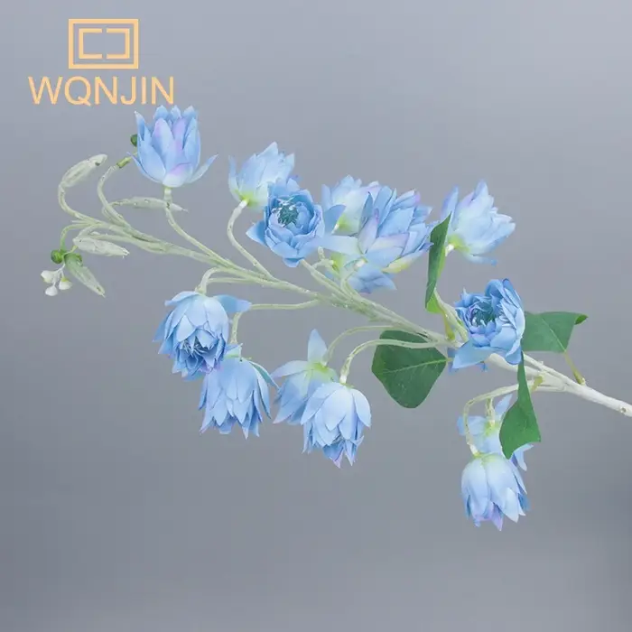 Cloche de Campanule Artificielle de 85cm de Long, Flocage Bleu, Branche de Fleurs pour Mariage, Déco