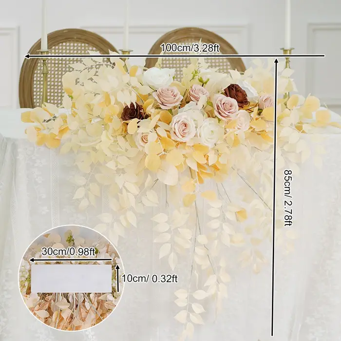 C8638 série Champagne avec Pampas herbe Table fleur église mariage réception Center Arrangement Flor
