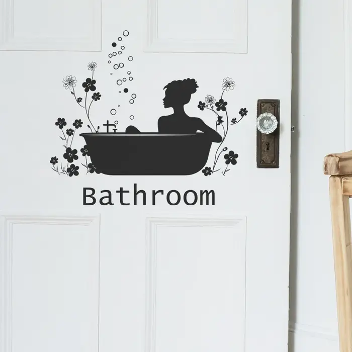 Autocollants muraux à motif de baignoire à fleurs