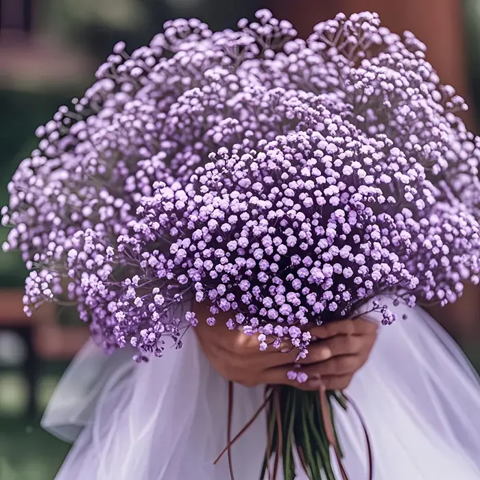 Bouquet de gypsophile artificielle - Fleurs artificielles lilas violettes