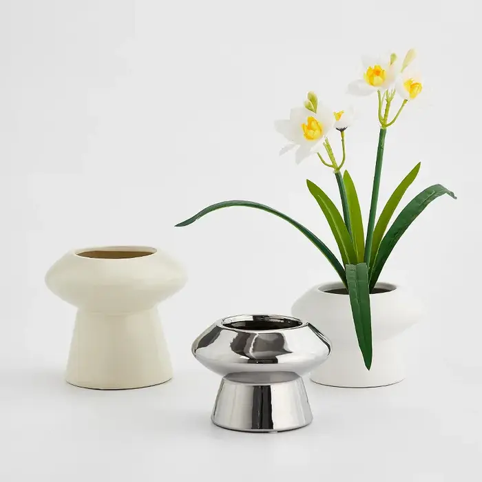 Pot de fleurs en céramique mate moderne, pot hydroponique minimaliste pour bureau, décoration intérieure style Ins