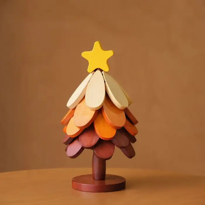 Ensemble de dessous-de-plat en bois naturel de qualité supérieure en forme de sapin de Noël