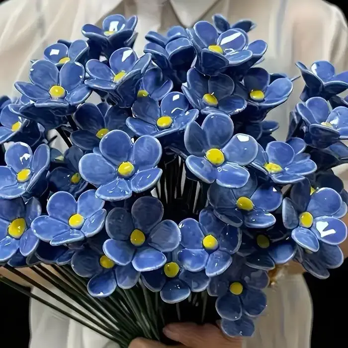 6/8/10 pièces de fleurs éternelles en céramique artisanales