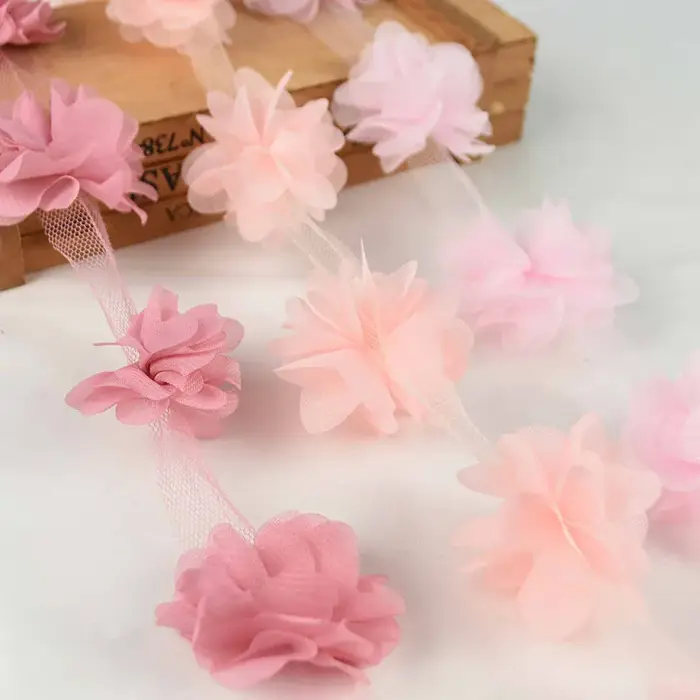 Fleurs en mousseline de soie 3D
