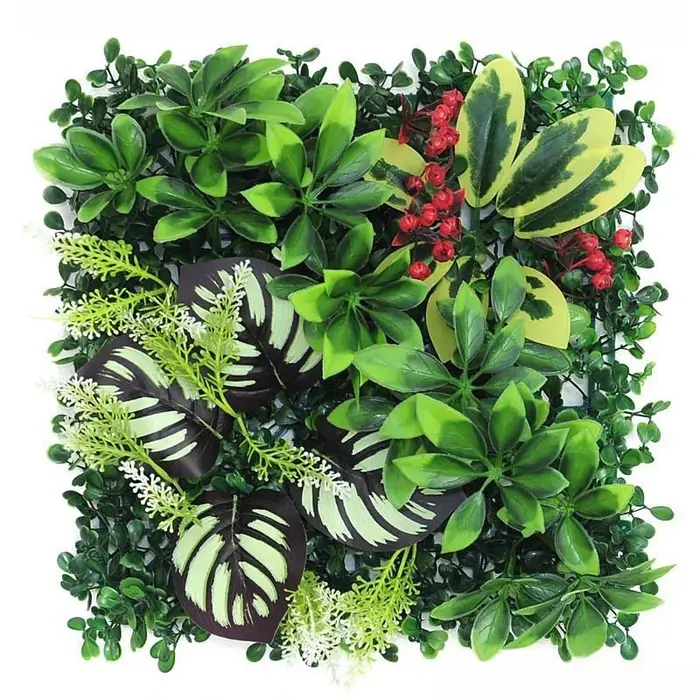 Bricolage magasin vitrine plante mur plastique Simulation feuilles de raisin Rose pelouse Hall décoration 25*25 cm plantes vertes artificielles murs