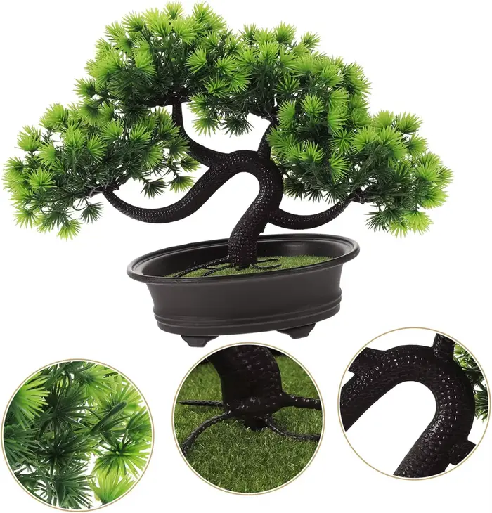 Welcome Pine Artificial Bonsai Juniper Tree Potted False Plant Ornaments Pots for Indoor