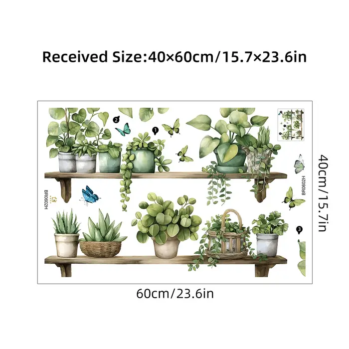 Autocollants muraux plantes en pot aquarelle, décoration murale pour salon, chambre à coucher, décor