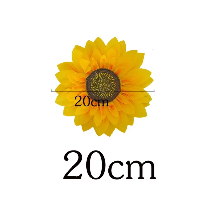 Fleur jaune de tournesol artificielle en soie de grande taille, pour décoration de fête à domicile,