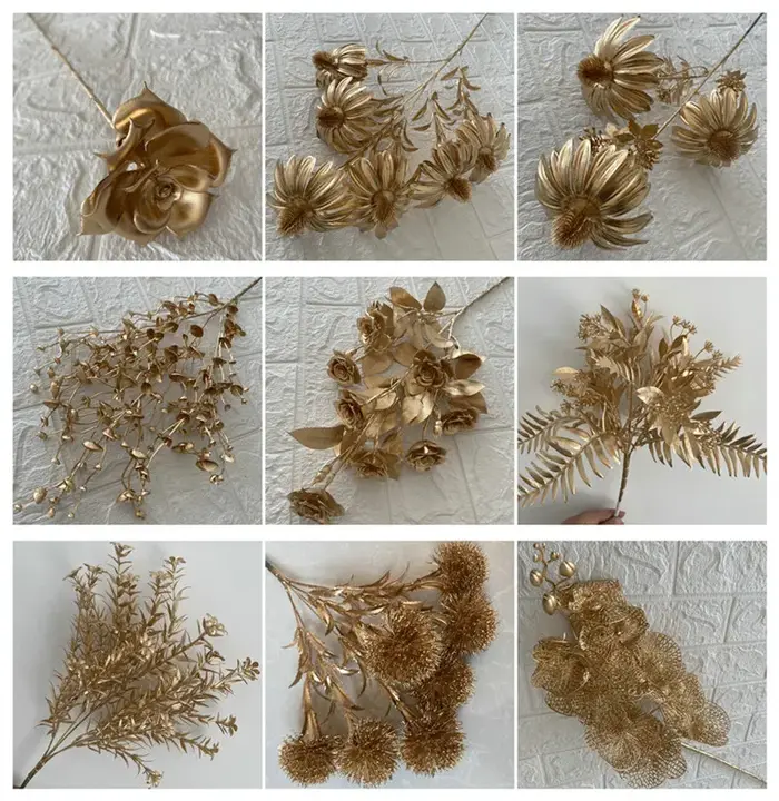 Fleurs artificielles série dorée