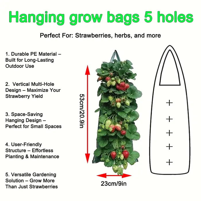 Sacs de culture suspendus pour fraises et tomates, sac de plantation suspendu, jardin vertical, pot 