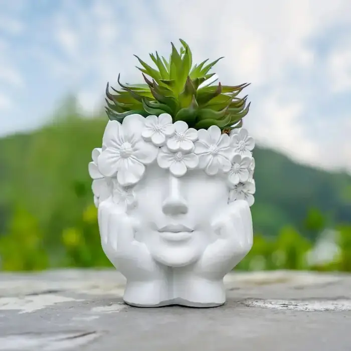 1 morceau de Pots de fleurs créatifs pour visage féminin