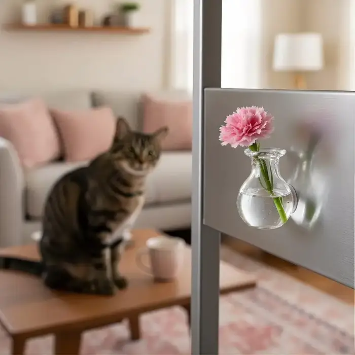 Ensemble de vases en verre magnétiques - Mini pots à plantes aimantés pour réfrigérateur - Porte-fleurs décoratif pour la maison et le bureau