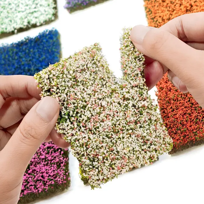 Kits de modélisation DIY de grappes d'herbe et de fleurs déchiquetées à la main pour la décoration de scènes miniatures