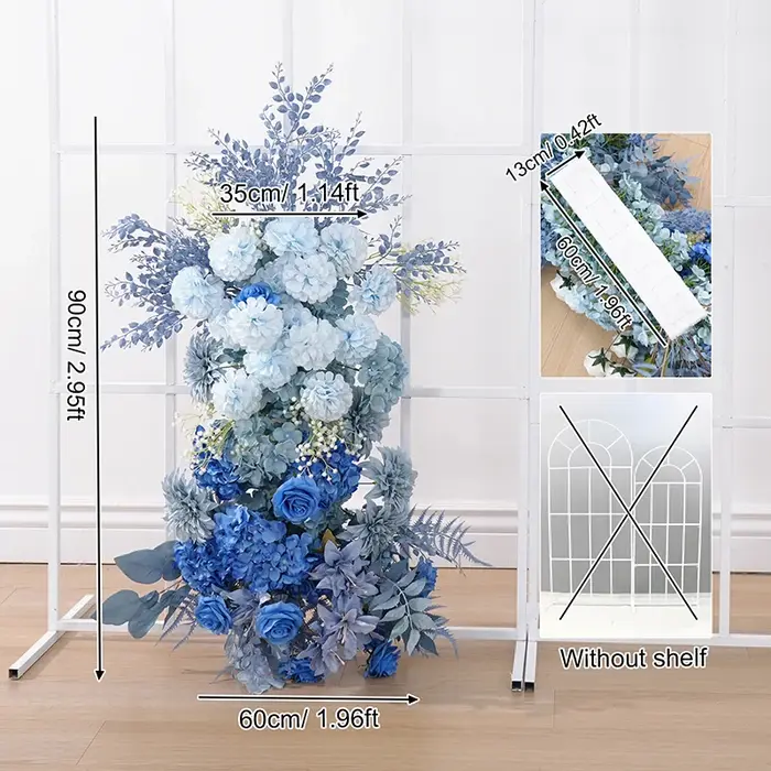 Haze bleu hortensia Dahlia accrocher fleur rangée décor mariage réception toile de fond Arrangement 