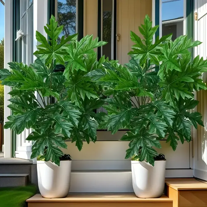 Feuilles de papaye de plante verte simulée de 65cm