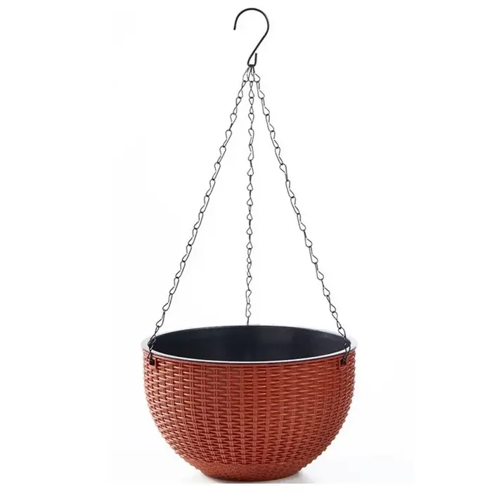 Pot suspendu en plastique imitation rotin