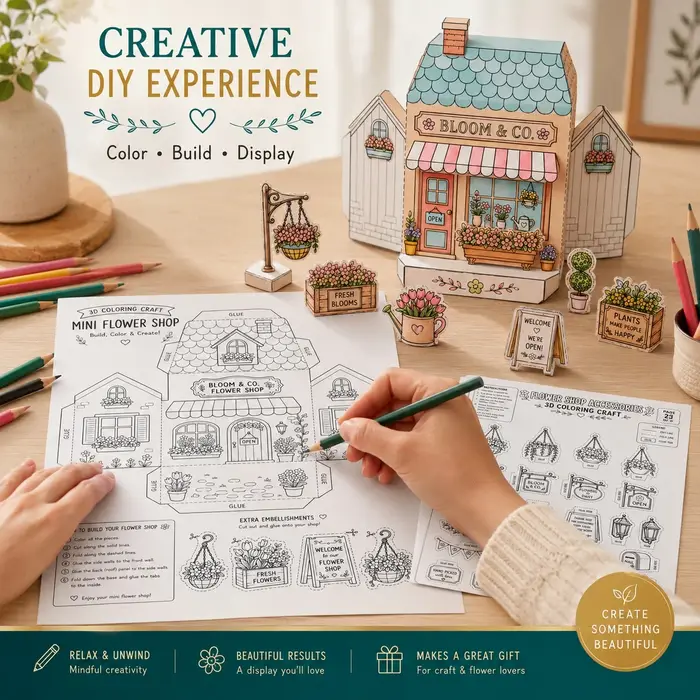Kit de Bricolage Fleur en Papier DIY, Kit Artisanat Maison 3D Origami, Ensemble de Papier Pliable Fait Main, Ornement Créatif, Kit de Fabrication d'Origami
