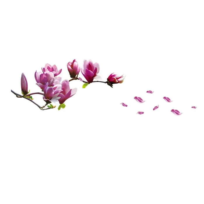 Autocollant mural romantique fleur de Magnolia, adhésif amovible, décor de fond de salon et chambre